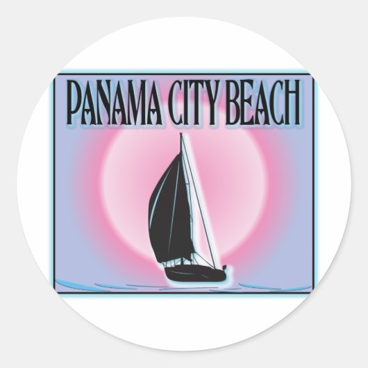 Panama City Beach Airbrushed Look Boot Zonsonderga Ronde Sticker (Voorkant)