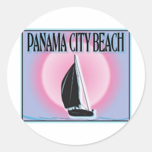 Panama City Beach Airbrushed Look Boot Zonsonderga Ronde Sticker