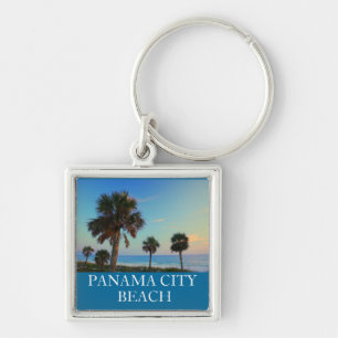 Panama City Beach FL Palm Tree Sunset Keyring Sleutelhanger