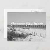 Panama City Beach, FL Pier & Beach Black & White Briefkaart (Voorkant / Achterkant)
