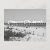 Panama City Beach, FL Pier & Beach Black & White Briefkaart (Voorkant)