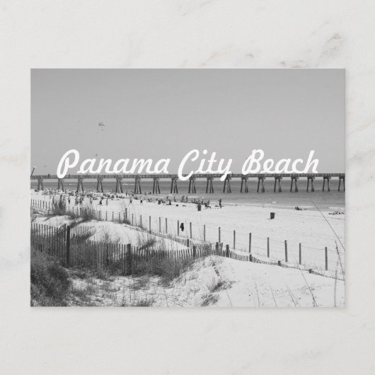 Panama City Beach, FL Pier & Beach Black & White Briefkaart (Voorkant)