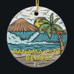 Panama City Beach Florida  Keramisch Ornament<br><div class="desc">Panama City Beach hand getekende illustratie met bergen en golven op de achtergrond. Ideaal voor iedereen die graag Panama City Beach bezoekt.</div>