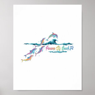 Panama City Beach Florida Kleurrijke Dolfijn Liefh Poster