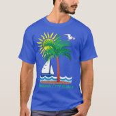 Panama City Beach Florida Palm Sailboat and Sun T-shirt (Voorkant)
