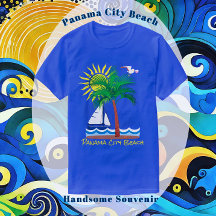 Panama City Beach Florida Palm Sailboat and Sun T-