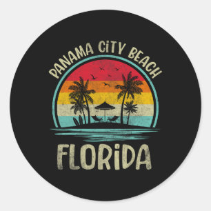 Panama City Beach Florida Palm Tree Family Zomer Ronde Sticker