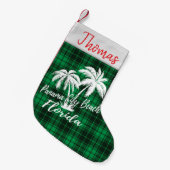 Panama City Beach Florida Palm Trees Groen Plaid Kleine Kerstsok (Voorkant (Hangend))