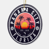 Panama City Beach Florida Retro Zonsondergang Palm Keramisch Ornament (Links)