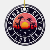Panama City Beach Florida Retro Zonsondergang Palm Keramisch Ornament (Achterkant)