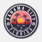 Panama City Beach Florida Retro Zonsondergang Palm Magneet (Voorkant)