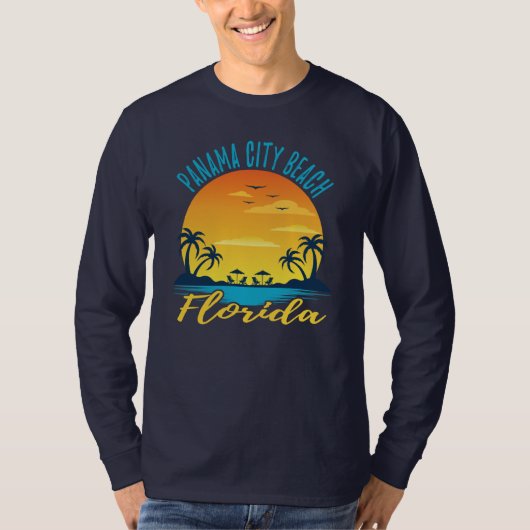 Panama City Beach Florida Sunset Retro Vacation T-shirt (Voorkant)