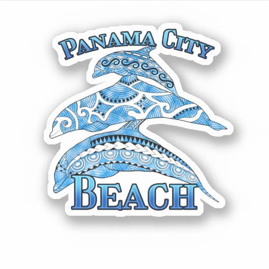 Panama City Beach Florida Vacation Tribal Dolphins Sticker (Voorkant)