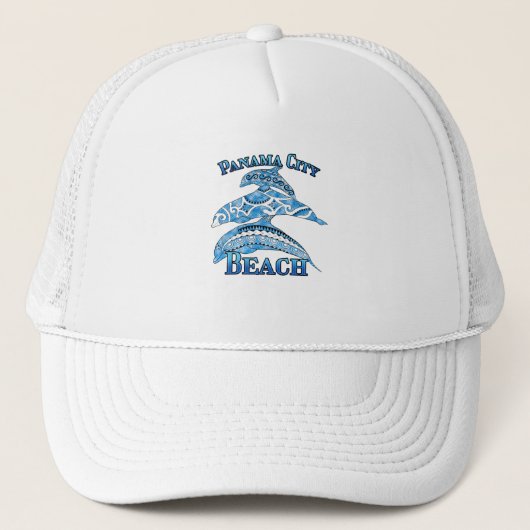 Panama City Beach Florida Vacation Tribal Dolphins Trucker Pet (Voorkant)