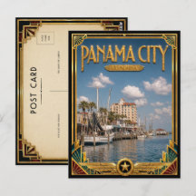 Panama City Beach Florida Vintage Art Deco Gouden