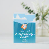 Panama City Beach Florida vintage reisposter. Briefkaart (Staand voorkant)