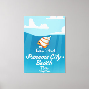 Panama City Beach Florida vintage reisposter. Canvas Afdruk