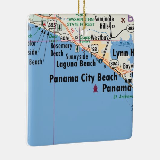 Panama City Beach Map Keramisch Ornament (Rechts)