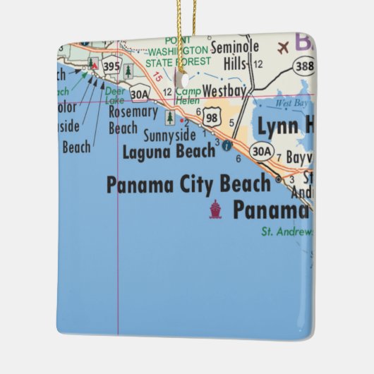 Panama City Beach Map Keramisch Ornament (Links)
