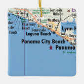 Panama City Beach Map Keramisch Ornament (Voorkant)