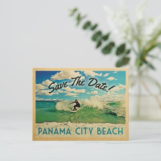 Panama City Beach Save the Date Surfing Aankondigingskaart (Staand voorkant)