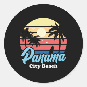Panama City Beach Surfer Surfen Souvenir Retro Ronde Sticker