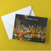 Panama City bij nacht Panorama Uitzicht schilderij Briefkaart