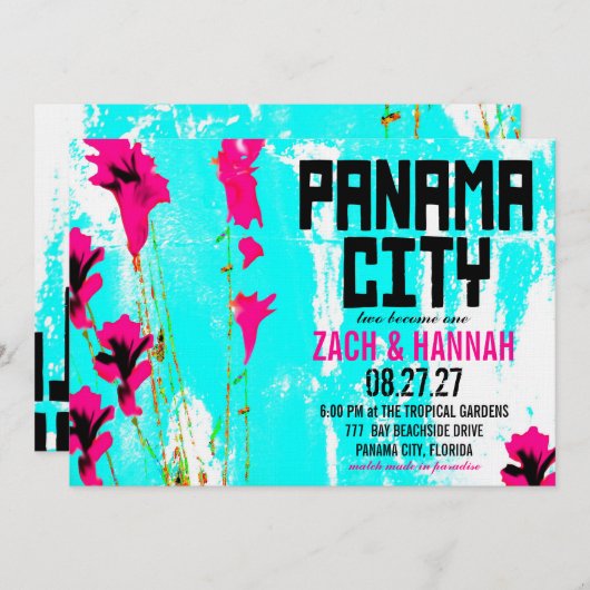 PANAMA CITY DESTINATION INVITATION KAART (Voorkant / Achterkant)