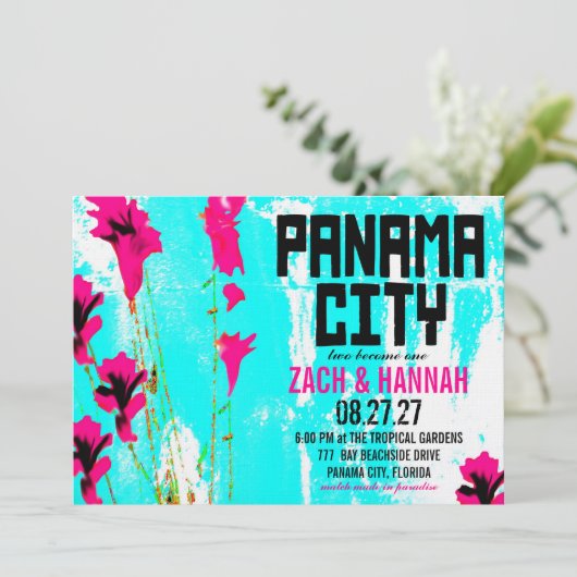 PANAMA CITY DESTINATION INVITATION KAART (Staand voorkant)
