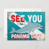 Panama City Dolphin - Retro Vintage Travel Briefkaart (Voorkant / Achterkant)