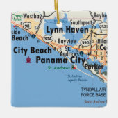 Panama City Florida Map Keramisch Ornament (Voorkant)