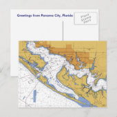 Panama City Florida Nautical Harbor Chart briefkaa Briefkaart (Voorkant / Achterkant)