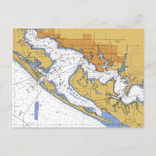 Panama City Florida Nautical Harbor Chart briefkaa Briefkaart (Voorkant)