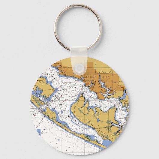 Panama City Florida Nautical Harbor Chart Sleutelh Sleutelhanger (Voorkant)