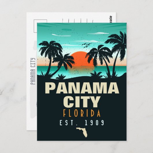 Panama City Florida Retro Sunset Souvenirs 60s Briefkaart (Voorkant / Achterkant)