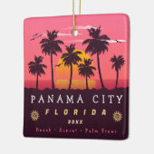 Panama City Florida Retro Zonsondergang Palmboom j Keramisch Ornament (Links)
