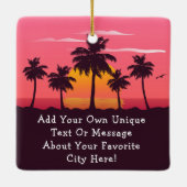Panama City Florida Retro Zonsondergang Palmboom j Keramisch Ornament (Achterkant)