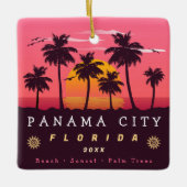 Panama City Florida Retro Zonsondergang Palmboom j Keramisch Ornament (Voorkant)