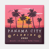 Panama City Florida Retro Zonsondergang Palmboom j Magneet (Voorkant)