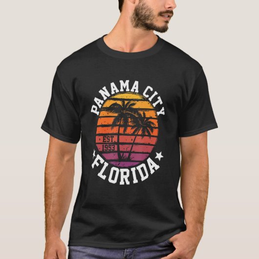 Panama City Florida Vacations Beach Palm Trees S T-shirt (Voorkant)
