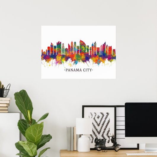 Panama City Panama Skyline Poster (Thuiskantoor)