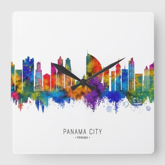 Panama City Panama Skyline Vierkante Klok (Voorkant)