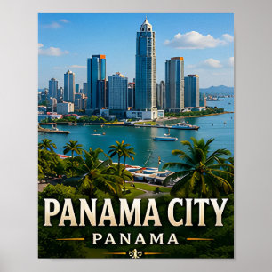 Panama City Silhouette en Kanaal Wonder Poster