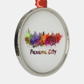 Panama City skyline in watercolor Metalen Ornament (Rechts)