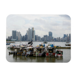 Panama City Skyline met Vissende vaten Magneet