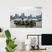 Panama City Skyline met Vissende vaten Poster (Thuiskantoor)