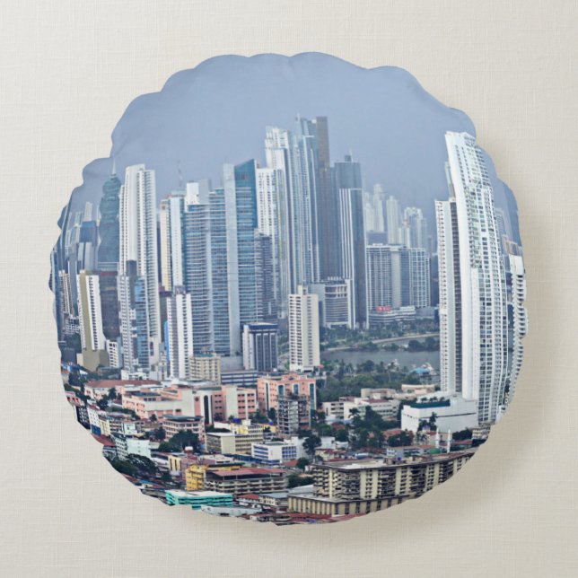 Panama City Skyline Rond Kussen (Voorkant)