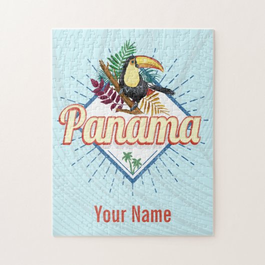 Panama City Toucan Retro Palm Trees Legpuzzel (Verticaal)