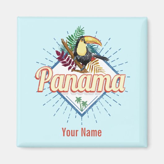 Panama City Toucan Retro Palm Trees  Magneet (Voorkant)