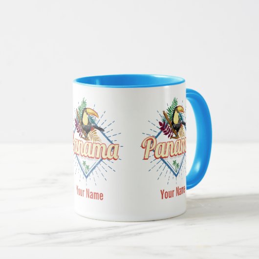 Panama City Toucan Retro Palm Trees Mok (Voorkant rechts)